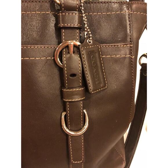 Coach Chelsea BROWN Leather Tote Bag with a Satchel #F14015 (PU500 - Picture 9 of 12